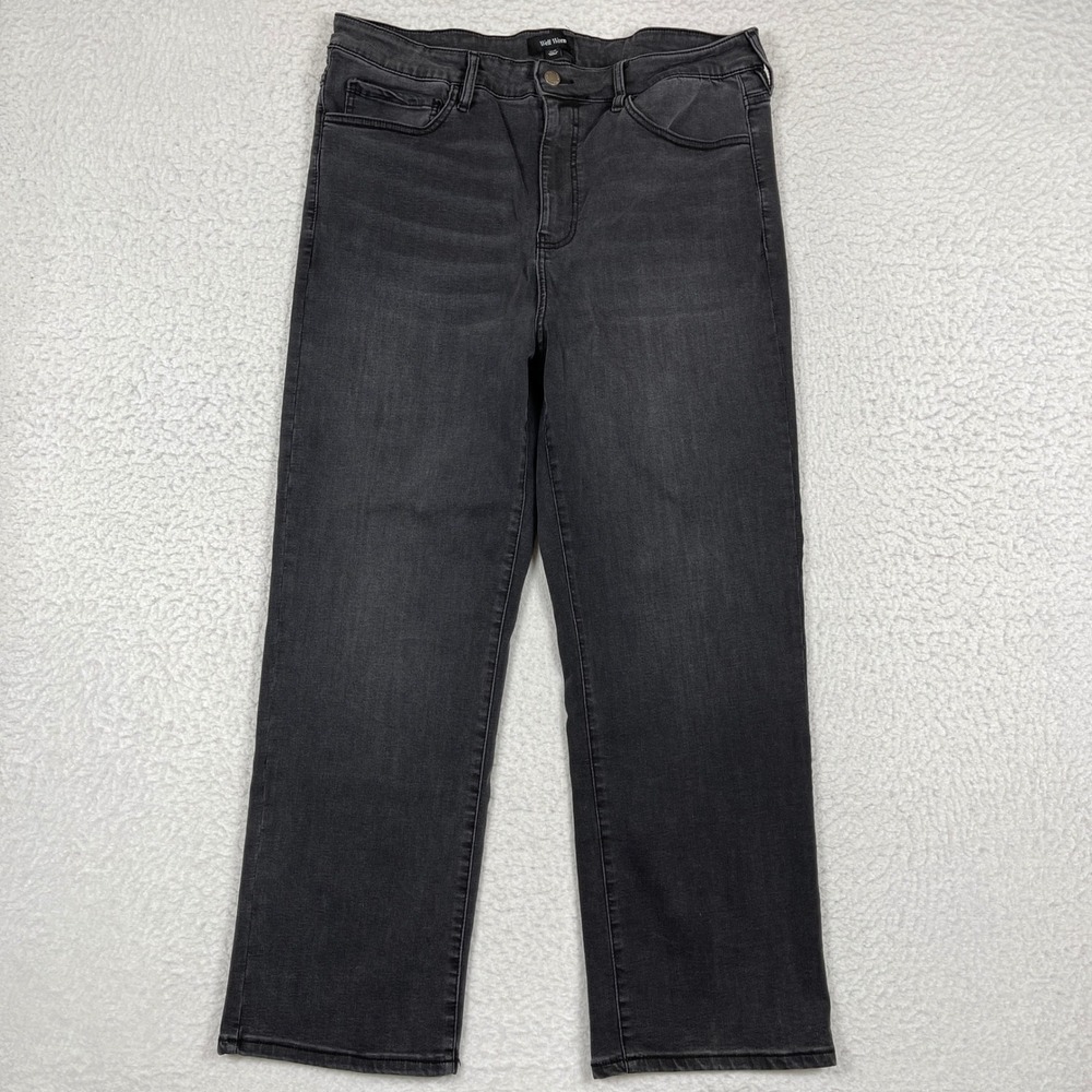 Well Worn Straight Leg Jeans Womens 16/36 Black High Rise Stretch Denim Casual